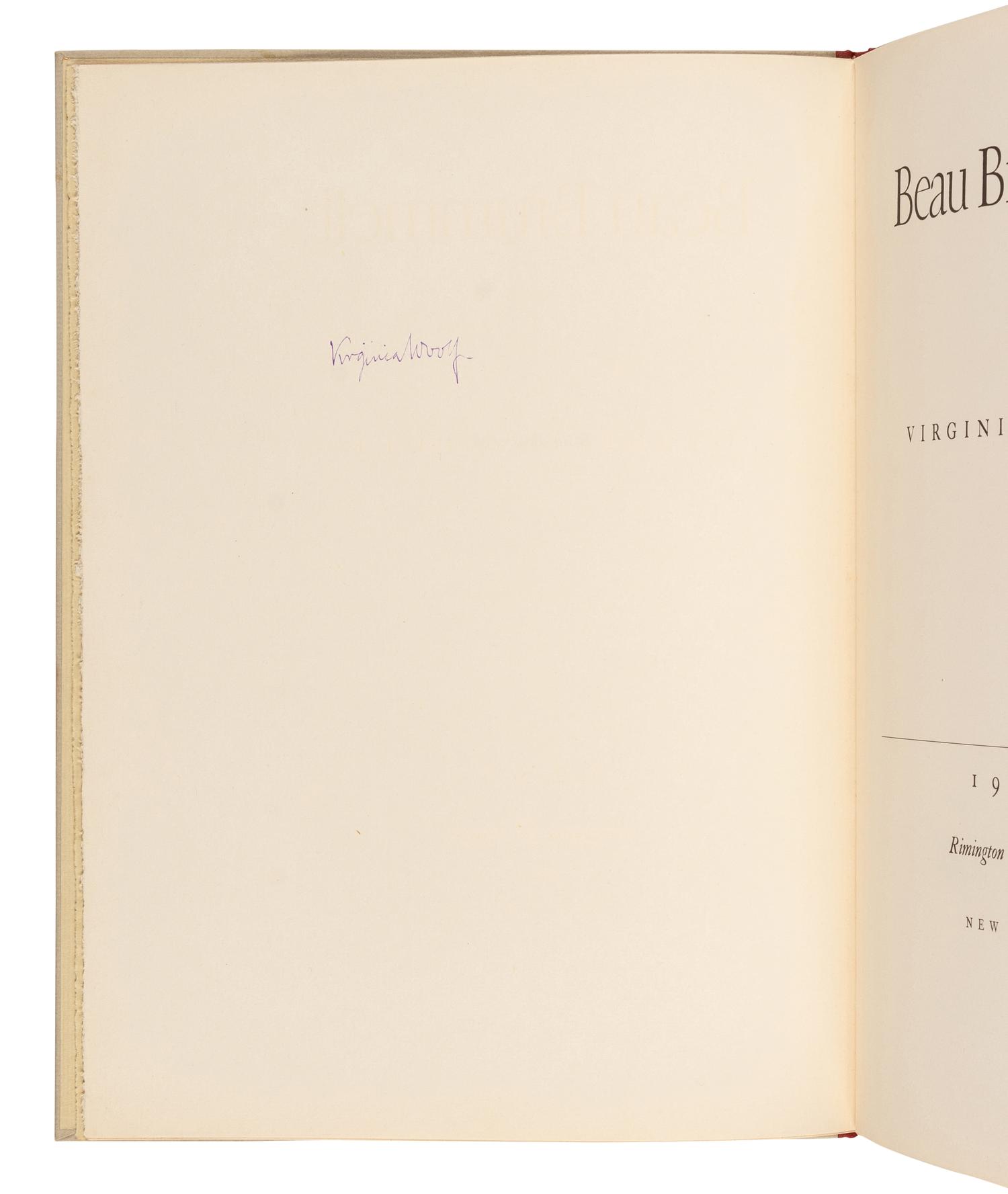 WOOLF, Virginia (1882-1941). Beau Brummell . New York: Rimington & Hooper, 1930.