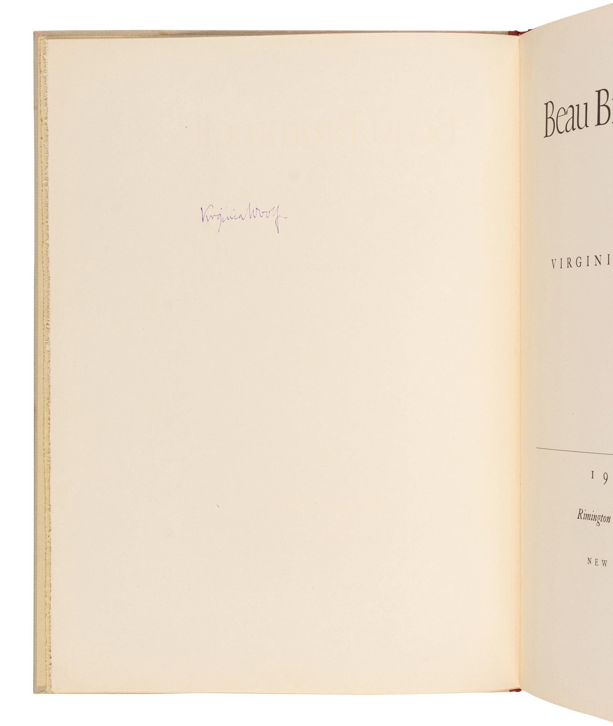 WOOLF, Virginia (1882-1941). Beau Brummell . New York: Rimington & Hooper, 1930.