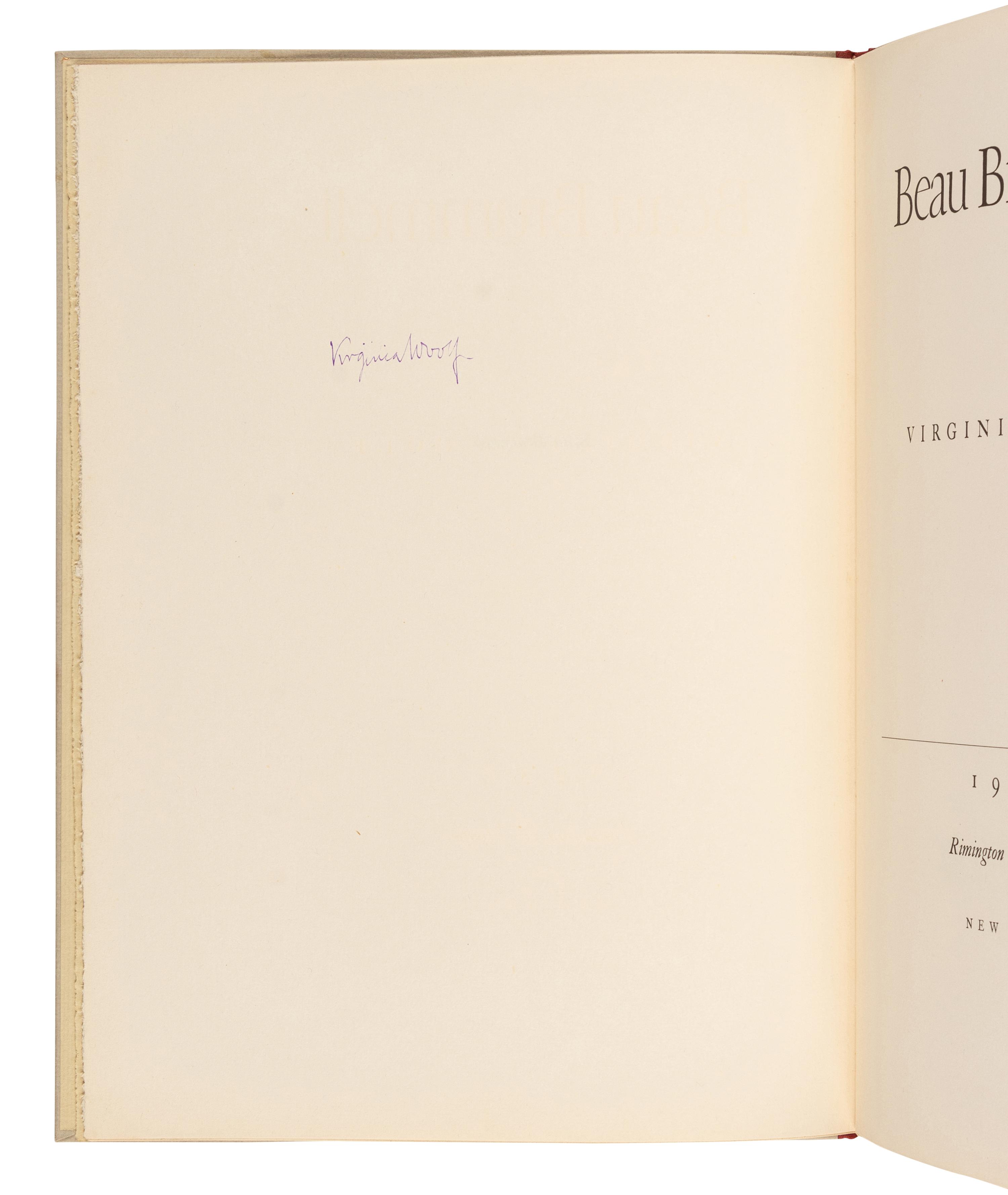 WOOLF, Virginia (1882-1941). Beau Brummell . New York: Rimington & Hooper, 1930.