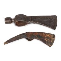 Spike Tomahawk and Pipe Tomahawk Heads — lot of 2, both hand-forged