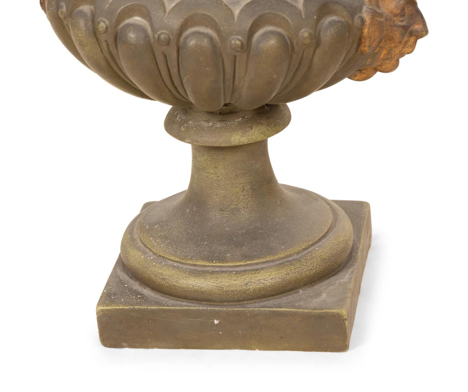 A Pair of Campana Form Painted and Parcel Gilt Ceramic Urns