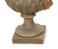 A Pair of Campana Form Painted and Parcel Gilt Ceramic Urns