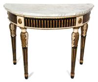A Neoclassical Demilune Console Table Height 48 x width 32 1/2 inches. — 18TH CENTURY