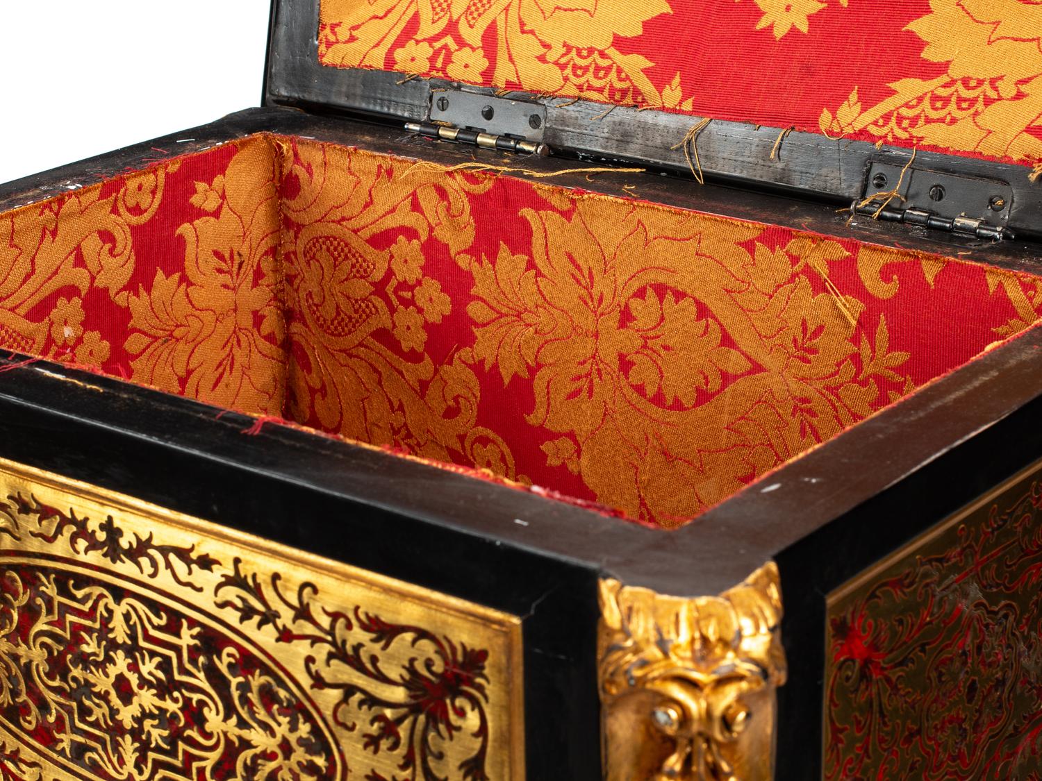 A Pair of Louis XIV Style Boulle Marquetry Caskets and Giltwood Stands