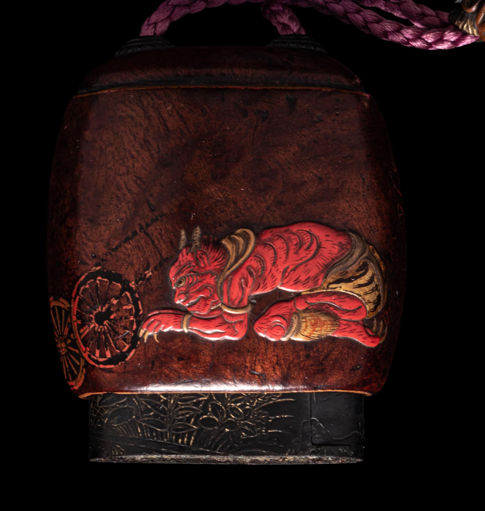 A Japanese Metal Inlaid Coconut Shell Saya Inro