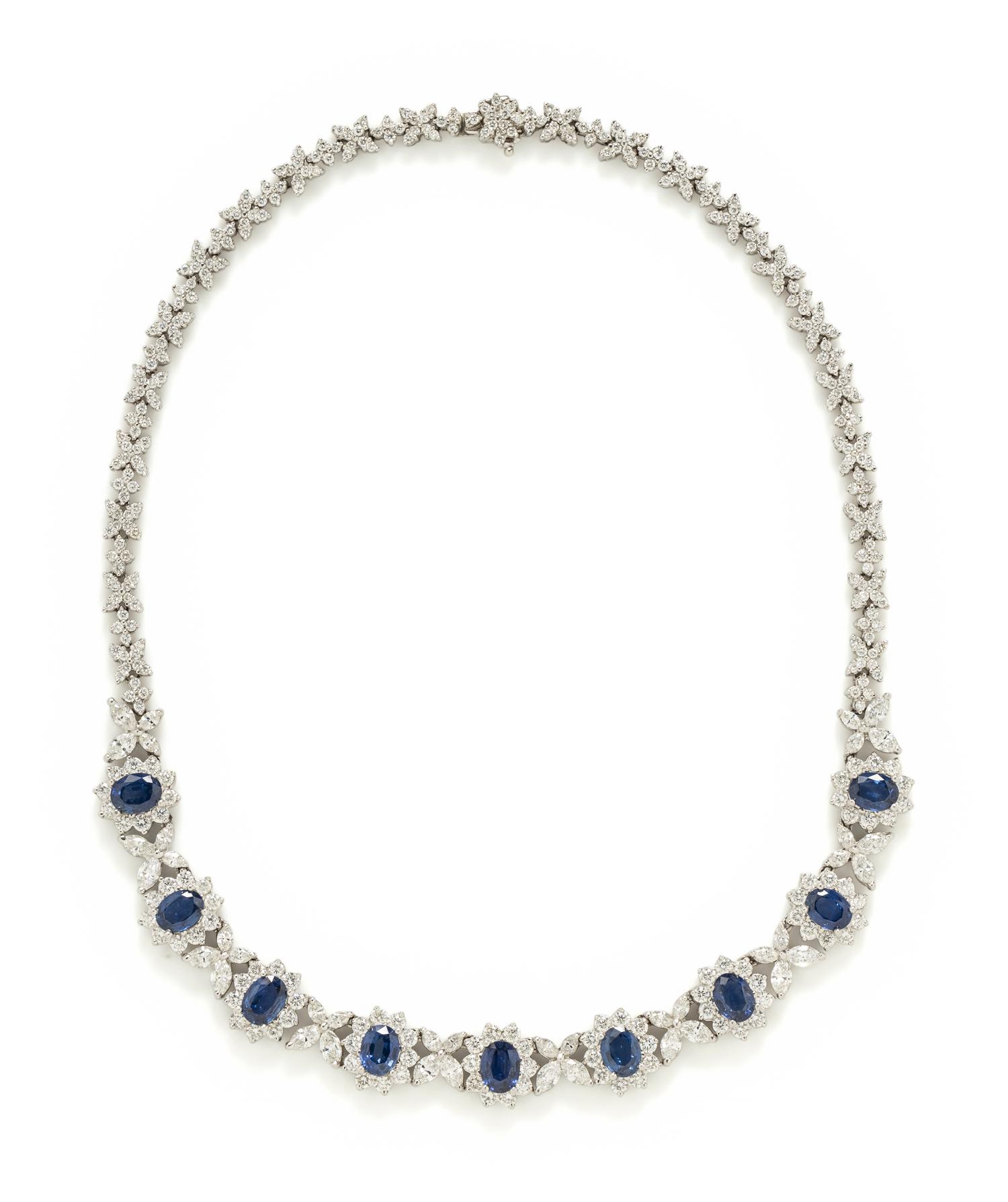 SAPPHIRE AND DIAMOND NECKLACE