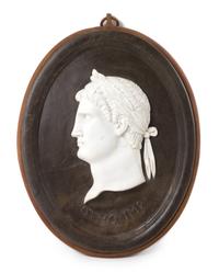 A Set of Four Marble Profile Plaques Height 22 1/2 x width 16 1/2 inches. — AFTER THE ANTIQUE, 20TH CENTURY