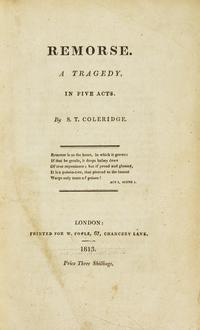 [Literature] Coleridge, S(amuel). T(aylor). Remorse. A Tragedy, In Five Acts