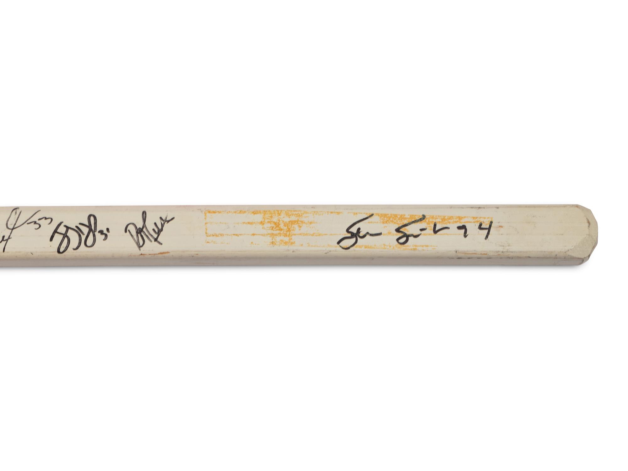 A Group of Chris Chelios Charity Golf Outing Multi Signed Autograph Hockey Sticks
