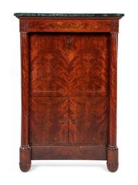 An Empire Style Mahogany Marble-Top Secrétaire à Abattant