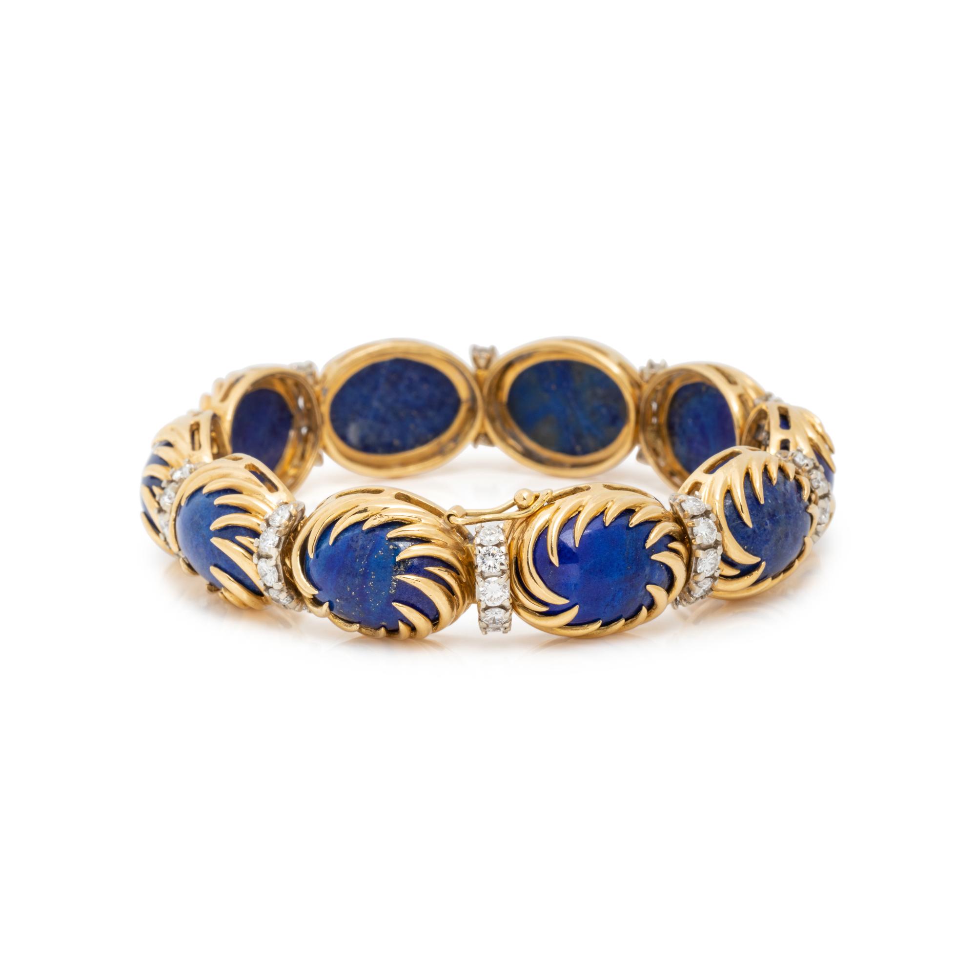 YELLOW GOLD, LAPIS LAZULI AND DIAMOND BRACELET