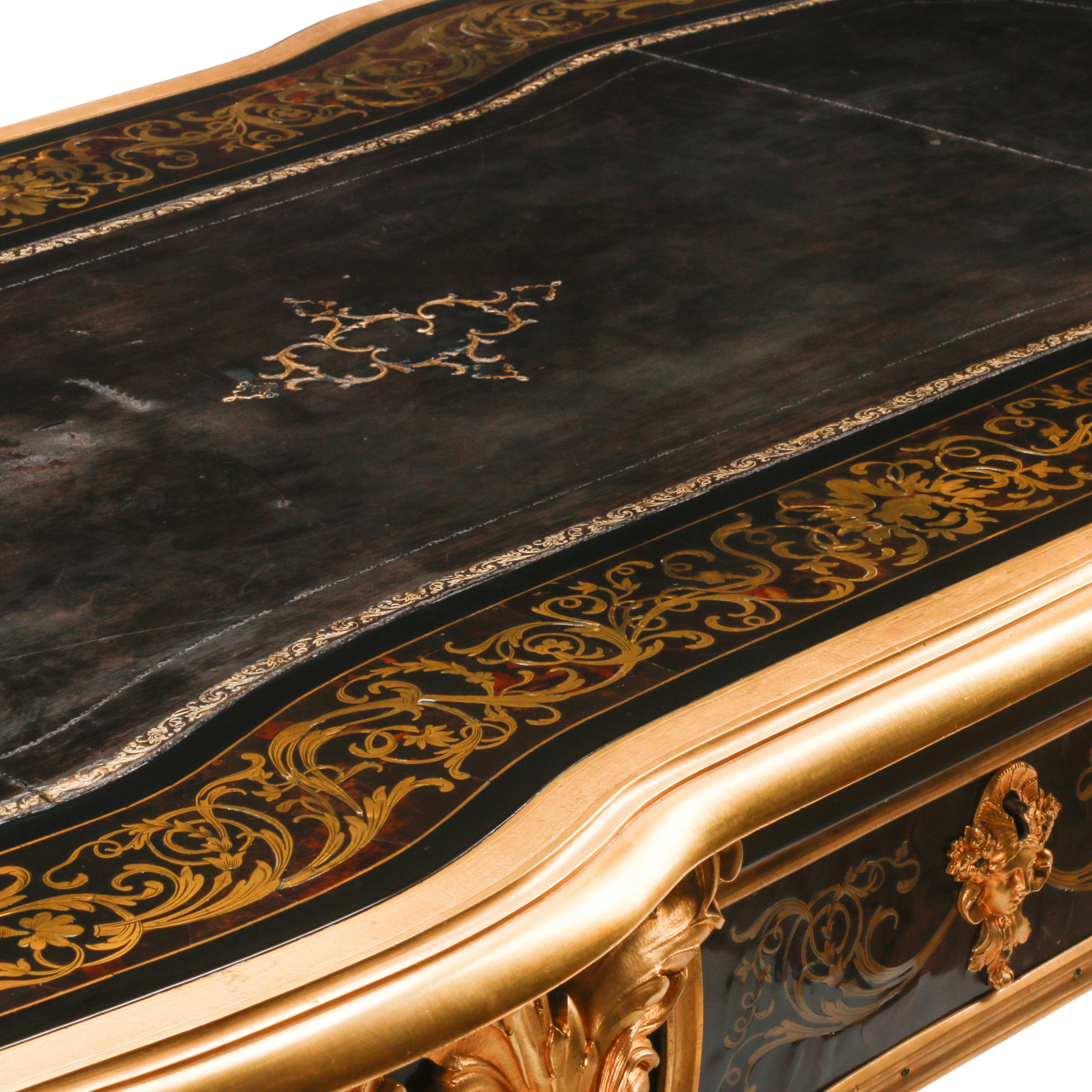 A French Gilt Bronze Mounted Boulle Marquetry Bureau Plat