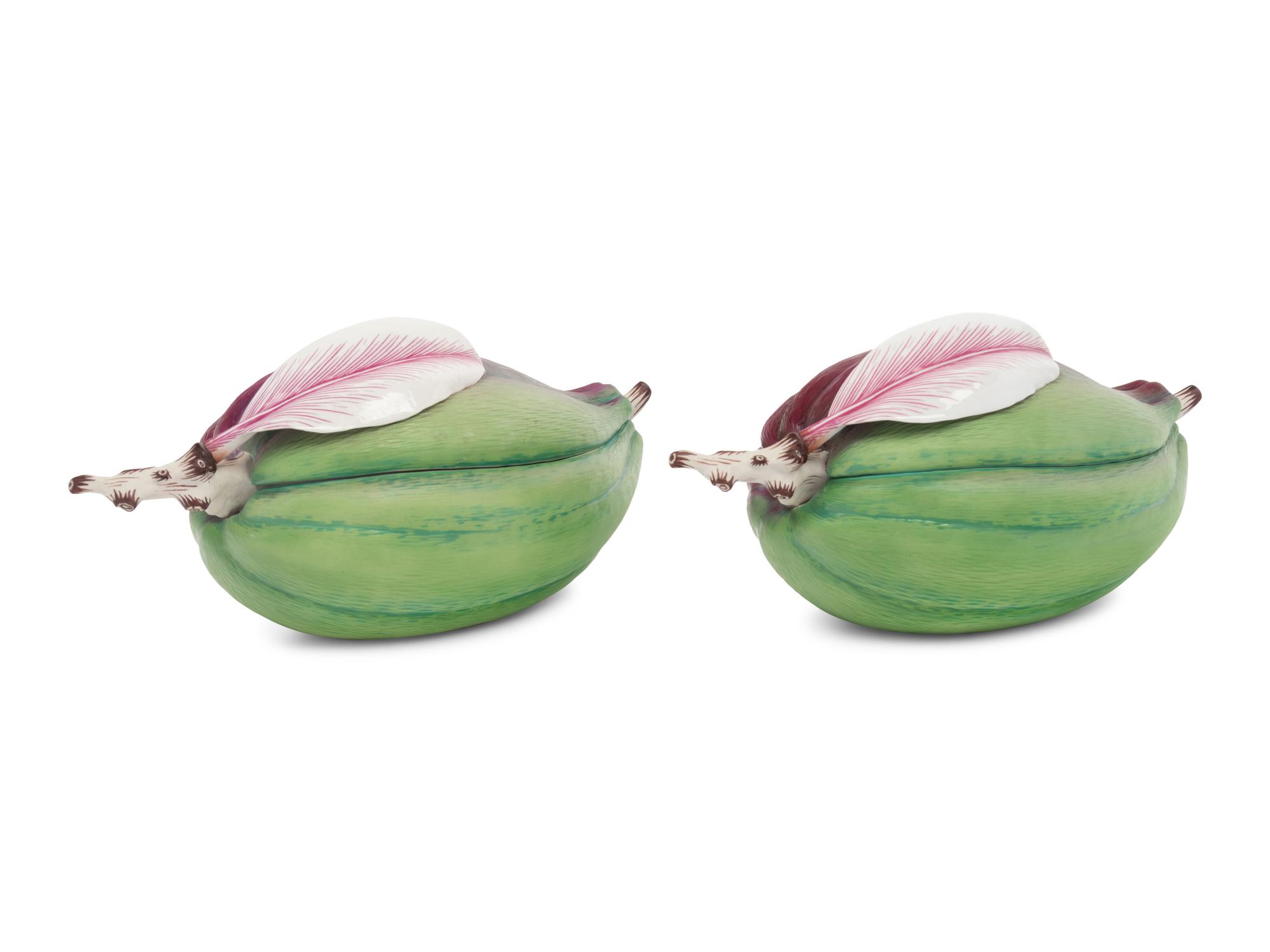 A Pair of Italian Porcelain Gourds