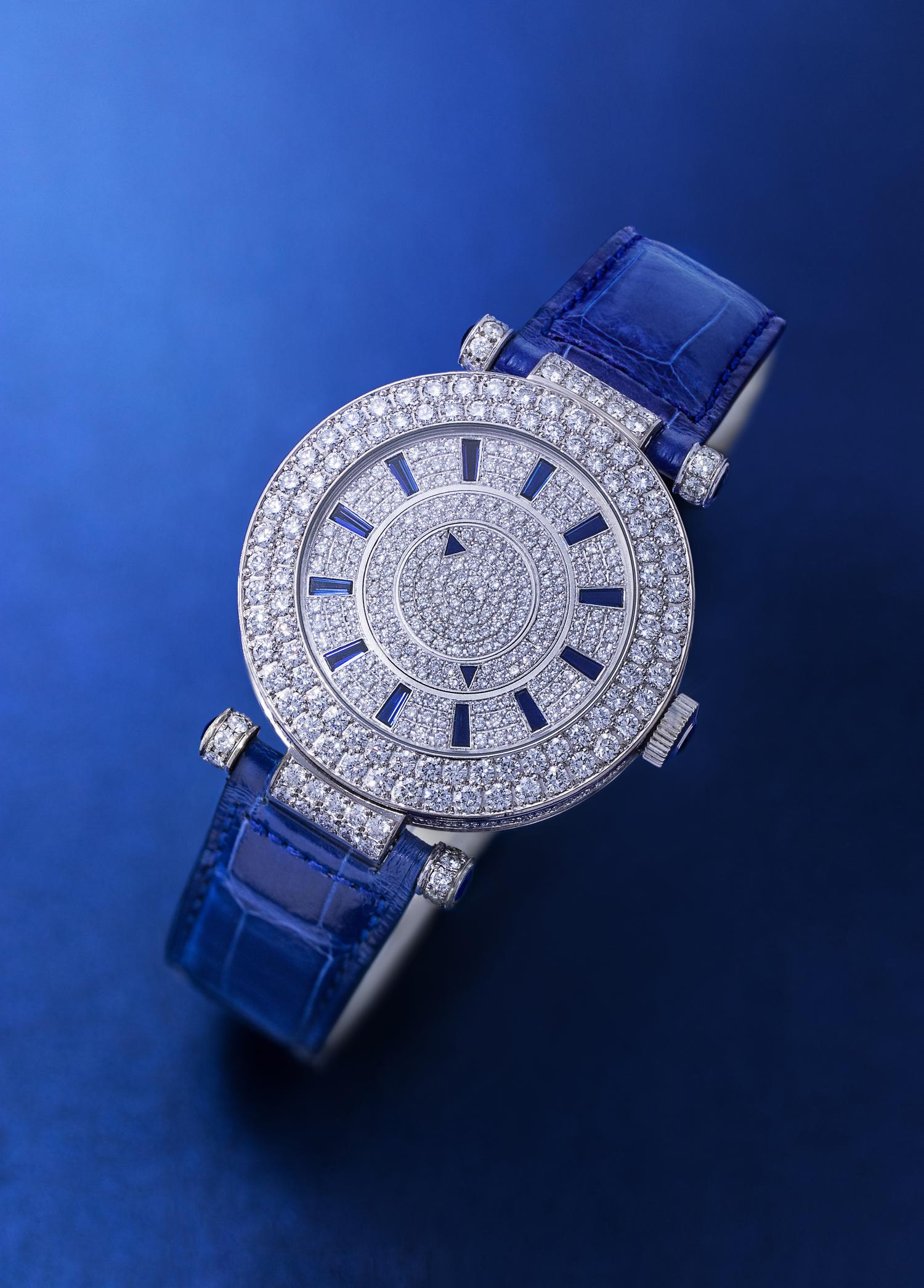 FRANCK MULLER, 18K WHITE GOLD AND DIAMOND REF. DM 42D2RCD 'DOUBLE MYSTERY' WRISTWATCH