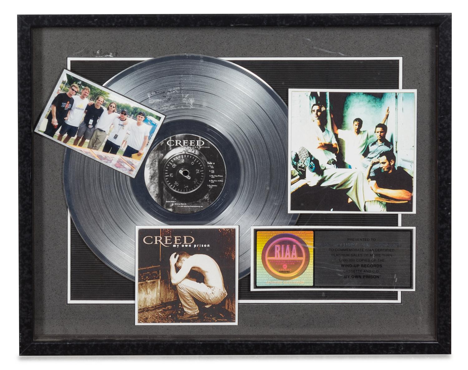 A Creed: My Own Prison RIAA Certified Platinum Presentation Album 17 x 20 3/4 inches.