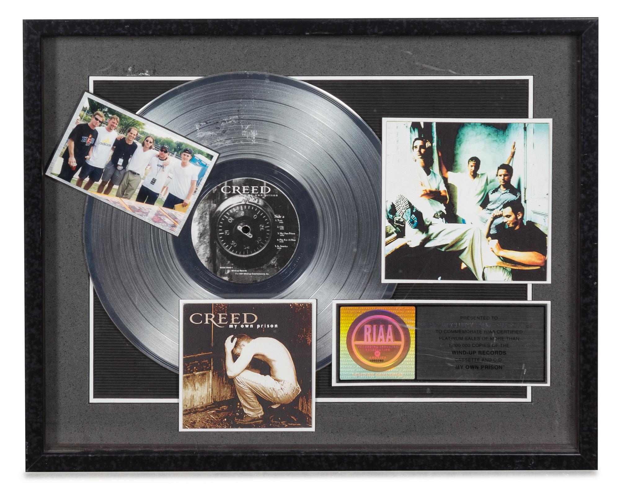 A Creed: My Own Prison RIAA Certified Platinum Presentation Album 17 x 20 3/4 inches.