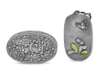 A Japanese Silver and Enameled Aide Memoire