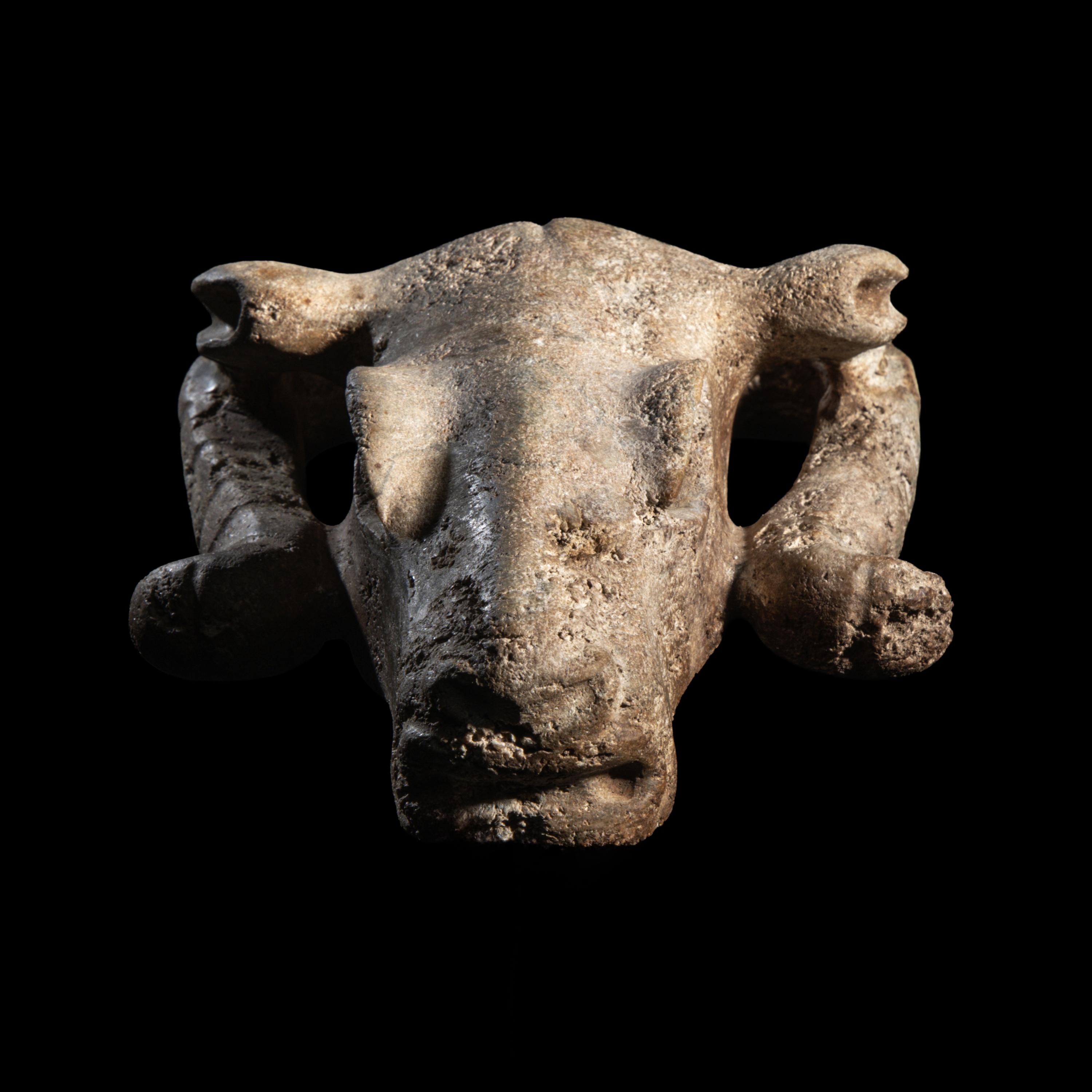 A Western Asiatic Jadeite or Serpentine Ram’s Skull