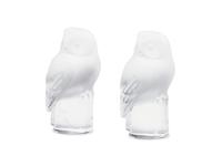 Two Lalique Chouette Glass Owl Figures