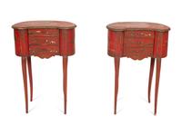 A Pair of English Red Japanned Reniform Side Tables