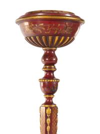 A Pair of English Lacquered and Chinoiserie Decorated Torchères