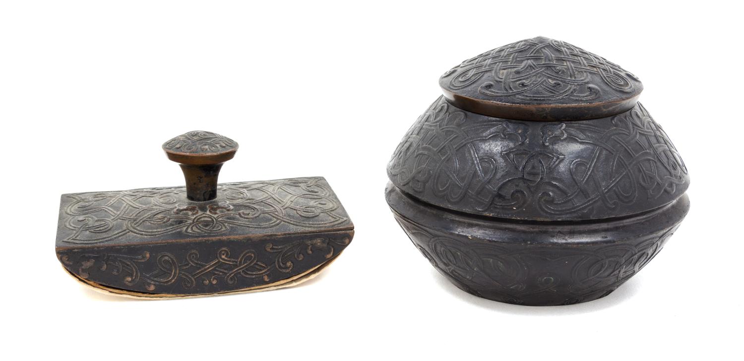 An American Art Nouveau Bronze Inkwell, Sengbusch Height 4 1/4 inches.
