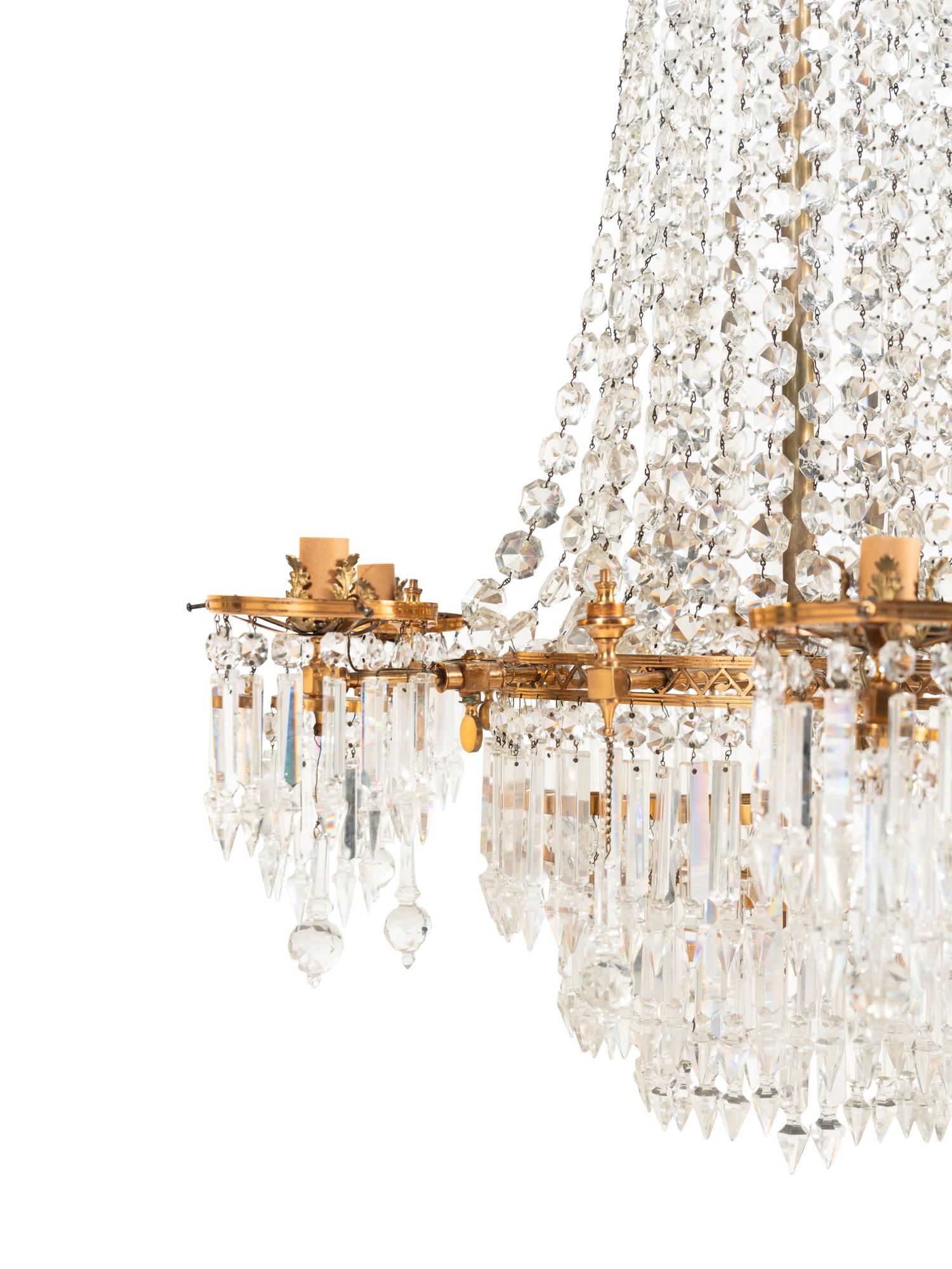 A Victorian Cut Glass Six-Light Chandelier
