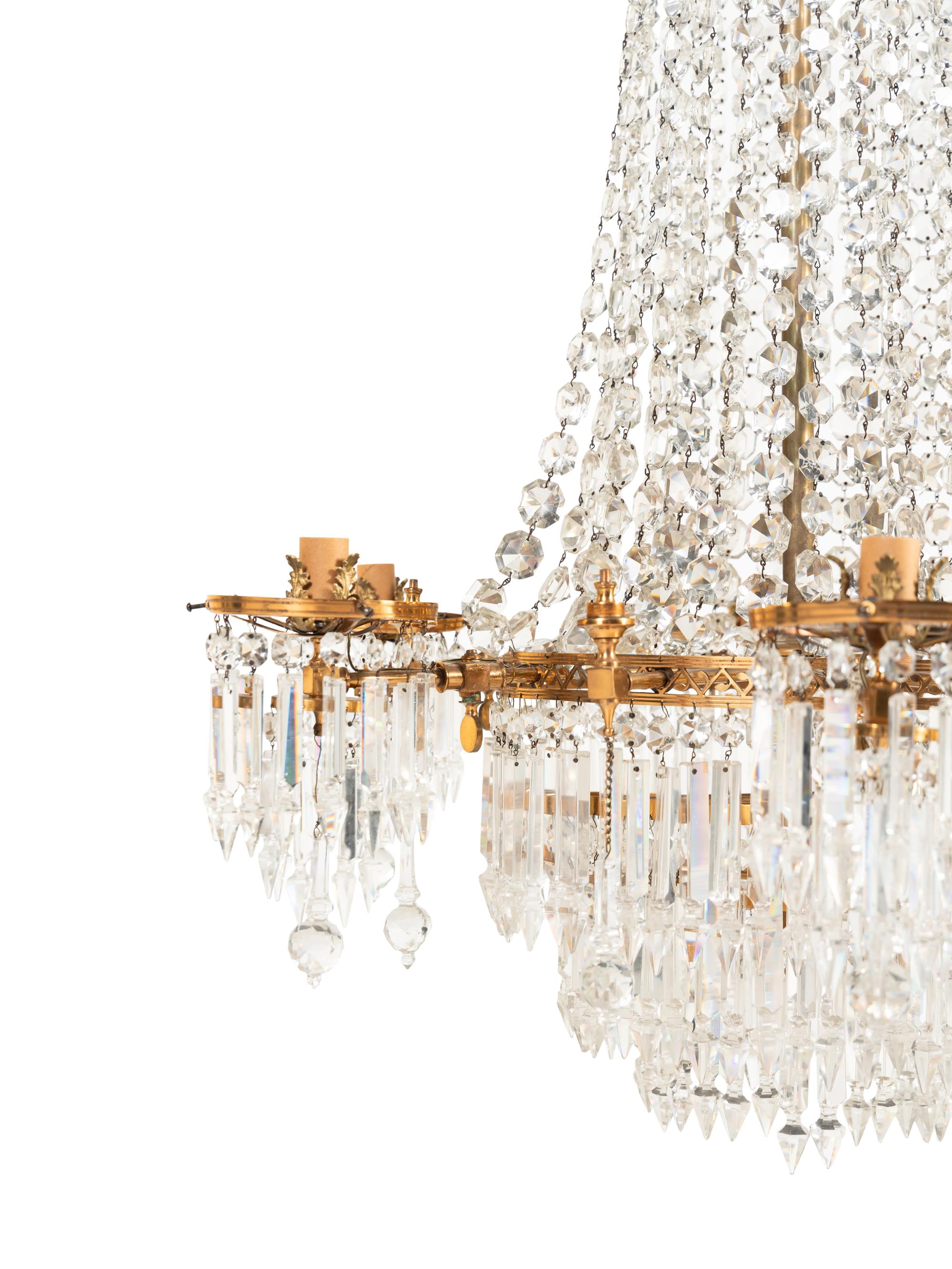 A Victorian Cut Glass Six-Light Chandelier