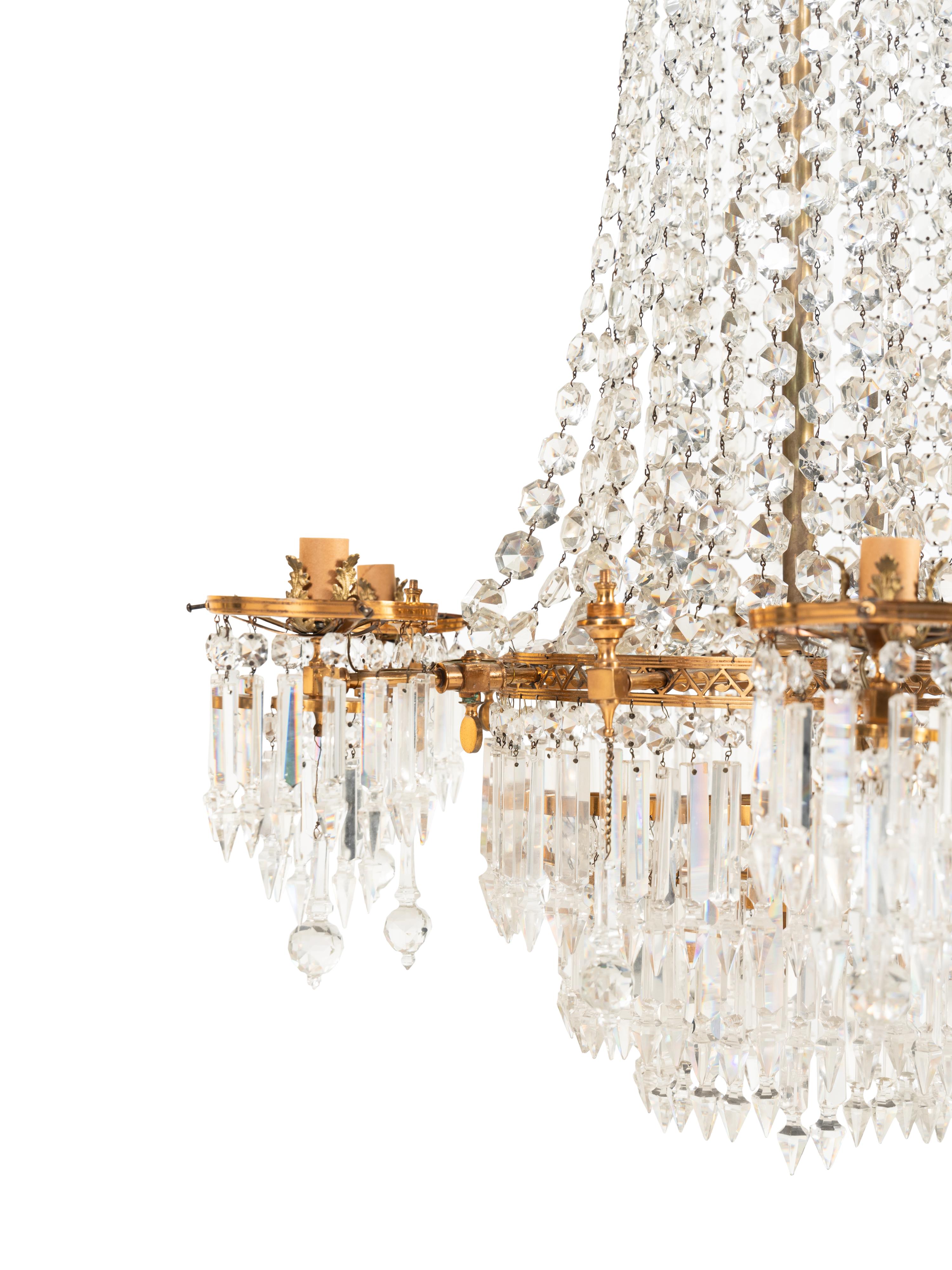 A Victorian Cut Glass Six-Light Chandelier