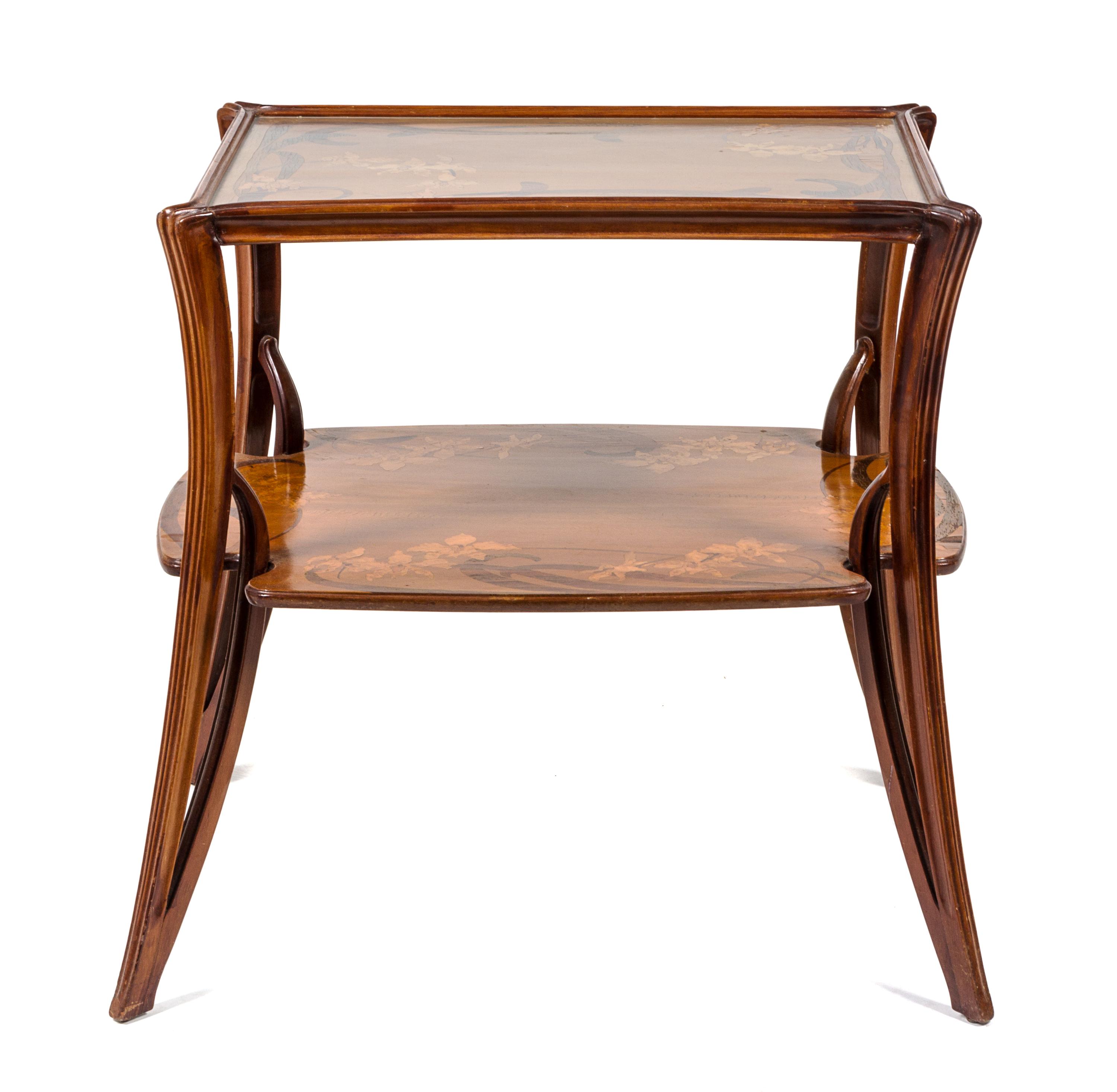 A Louis Majorelle Marquetry Side Table Height 31 inches.