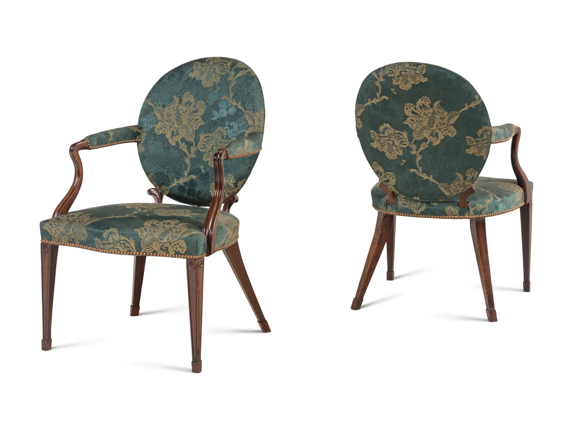 A Pair of George III Mahogany Armchairs