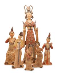 A Group of Chinese Polychromed Terracotta Figures — 20TH CENTURY