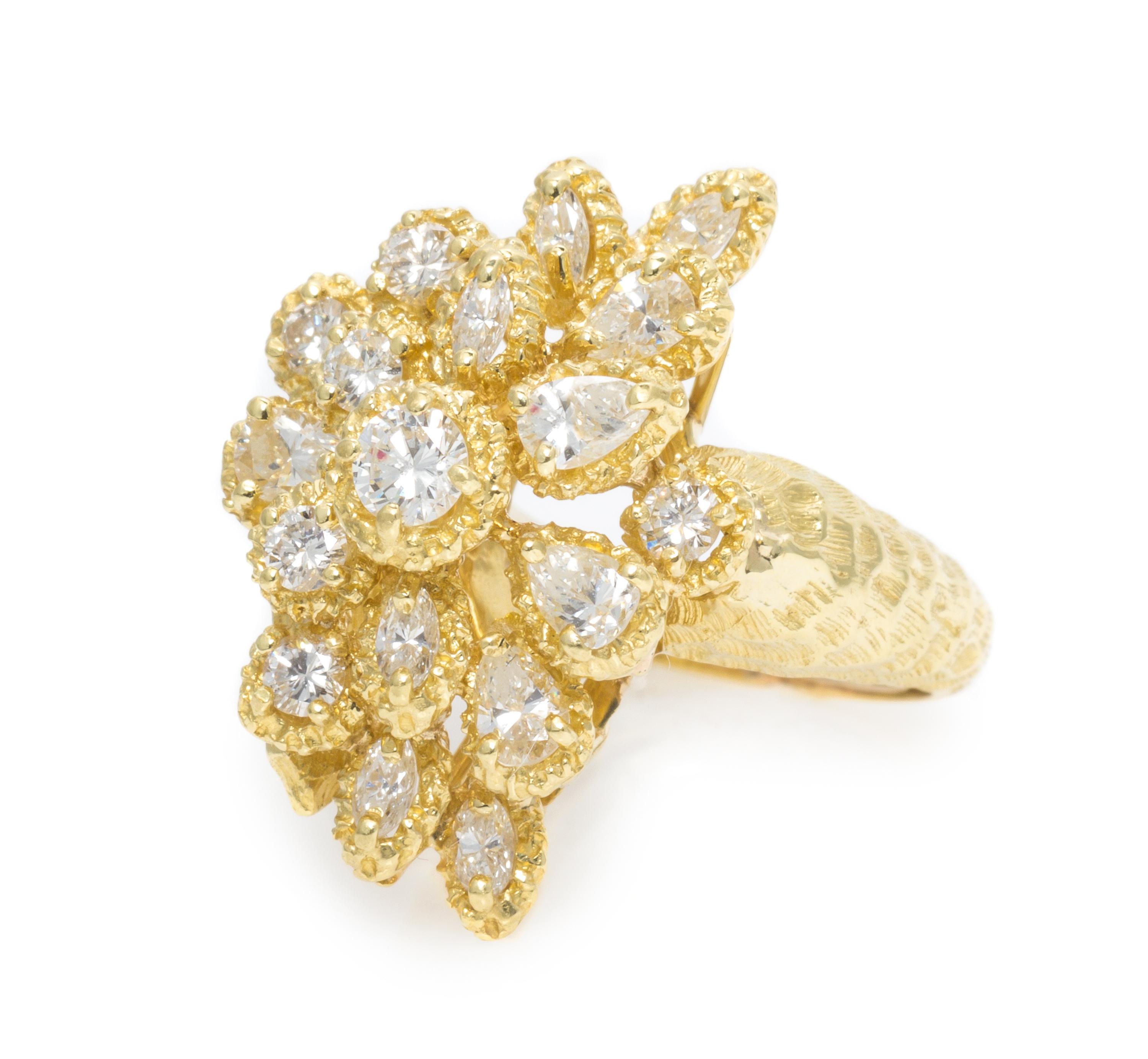 A Yellow Gold and Diamond Cocktail Ring 10.40 dwts