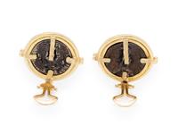 YELLOW GOLD AND ANCIENT COIN EARRINGS