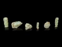 Six Chinese Celadon Jade Carvings