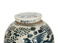 A Pair of Chinese Blue and White Porcelain Covered Jars
