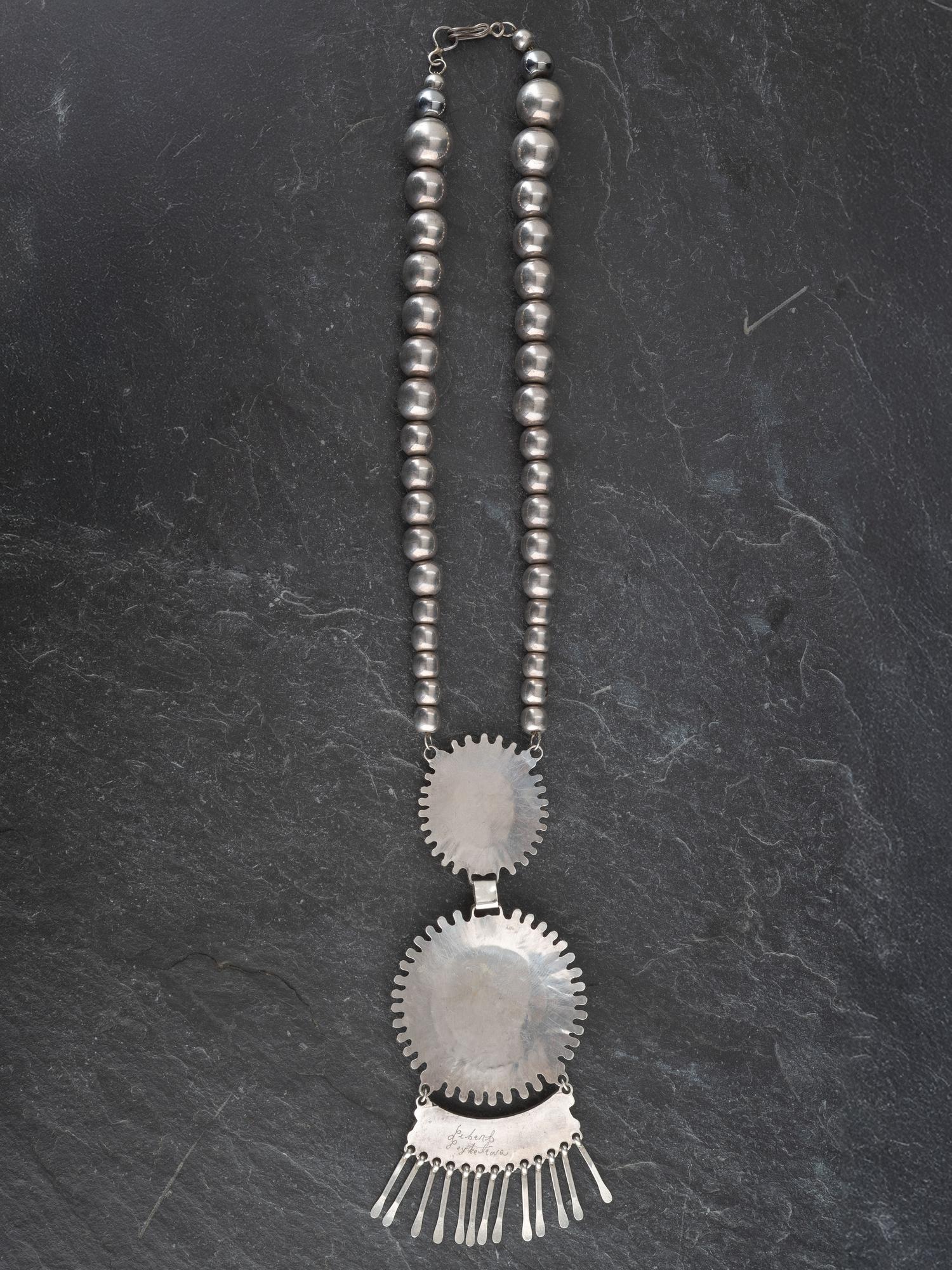 Silver and Needle Point Turquoise Necklace