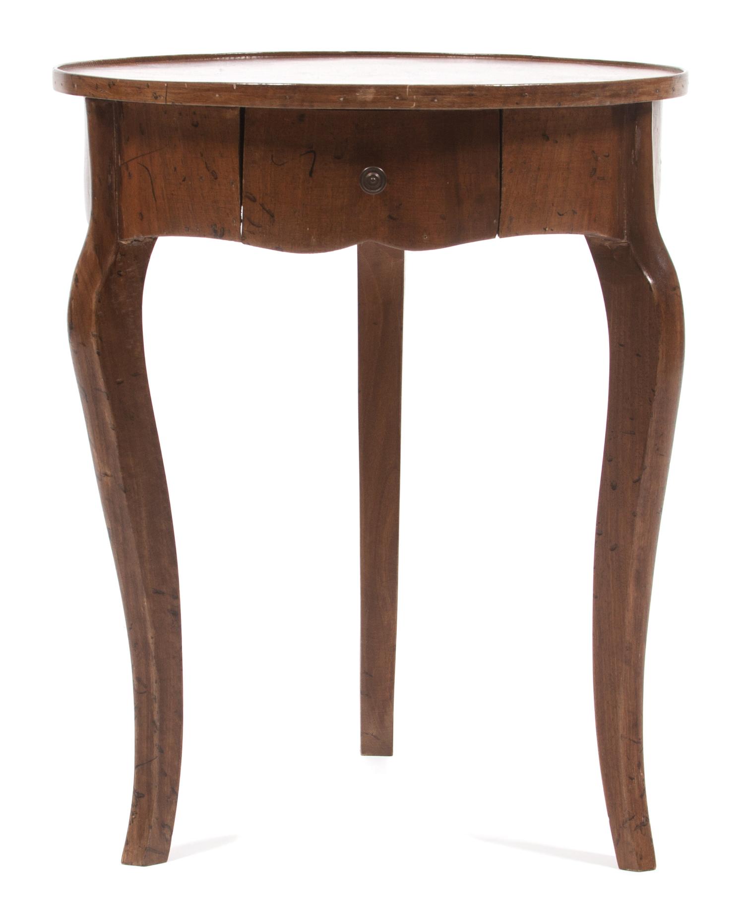A French Provincial Occasional Table Height 18 x diameter 15 inches. — 19TH/20TH CENTURY