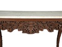 A Carved Anglo-Indian Rosewood Console Table with Carrara Marble Top