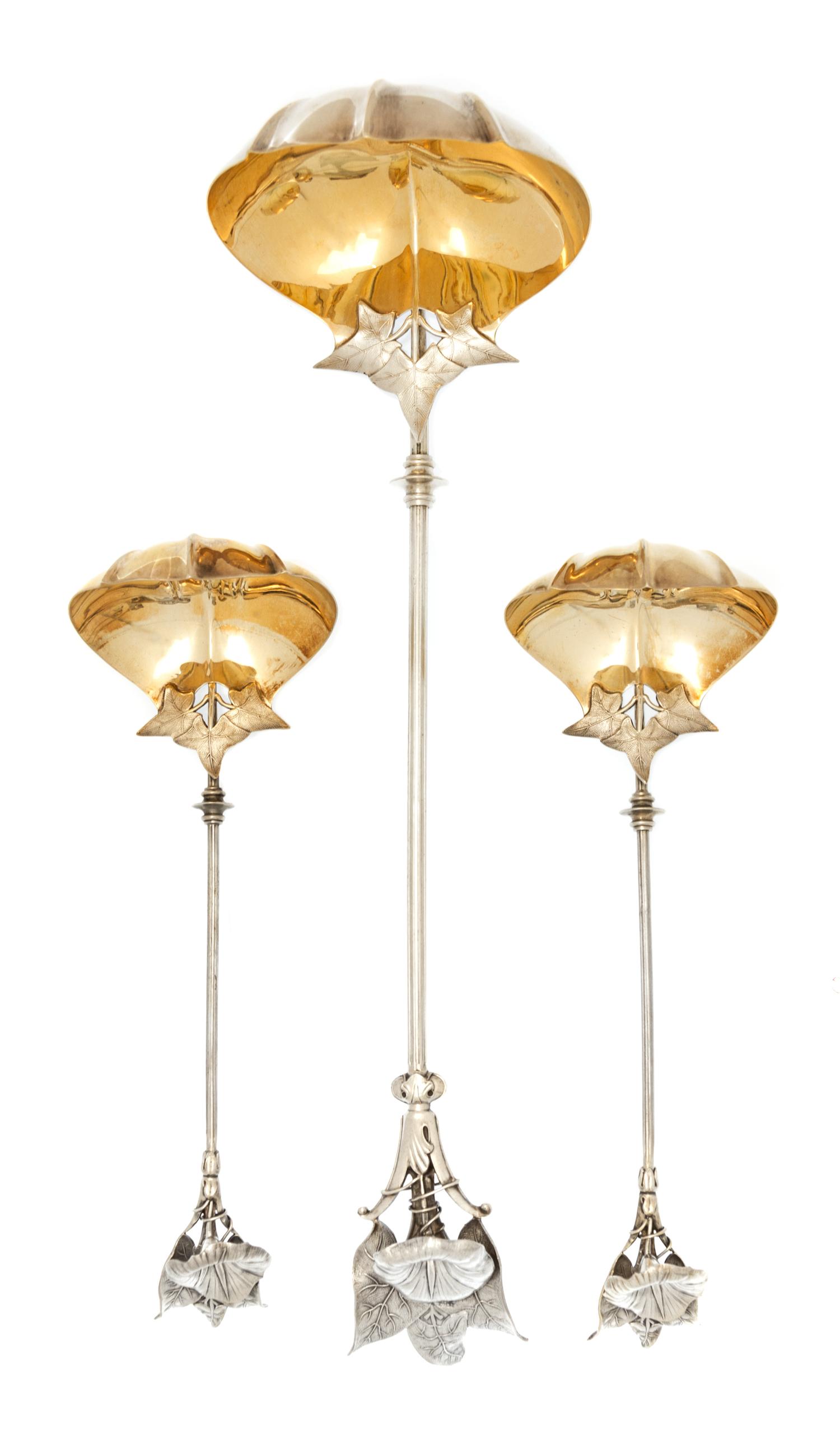 A Cased American Silver Spoon Set, Gorham Mfg. Co., Providence, RI, Circa 1865, Morning Glory pattern, retailed by Tiffany & Co., compr