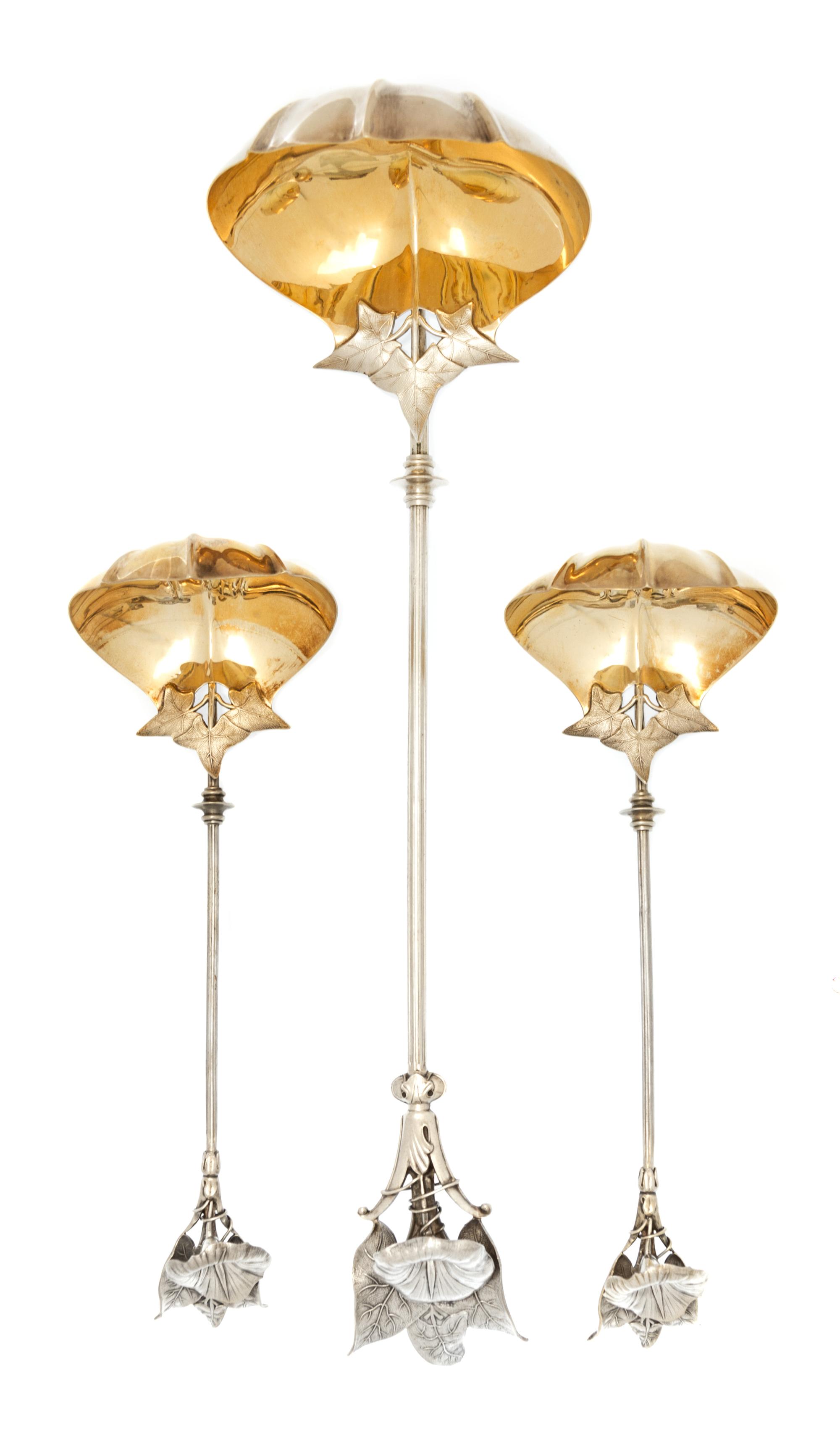 A Cased American Silver Spoon Set, Gorham Mfg. Co., Providence, RI, Circa 1865, Morning Glory pattern, retailed by Tiffany & Co., compr