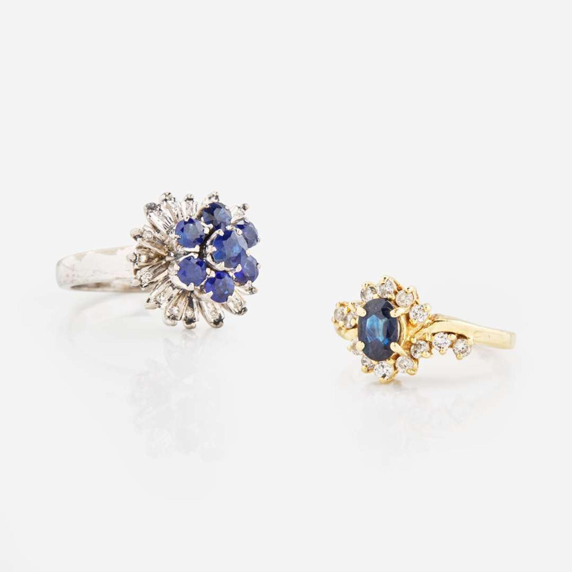 A Collection of Two Sapphire and Diamond Rings