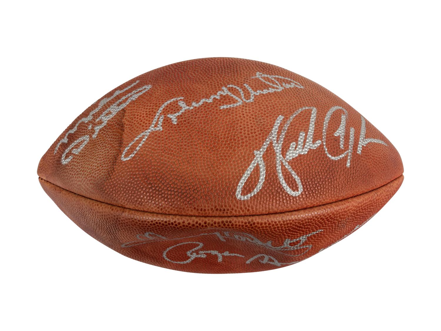 Mike Ditka’s Personally Owned Wilson NFL 75 Multi-Signed Hall of Fame Autograph Football Formerly Displayed at Mike Ditka's Restaurant