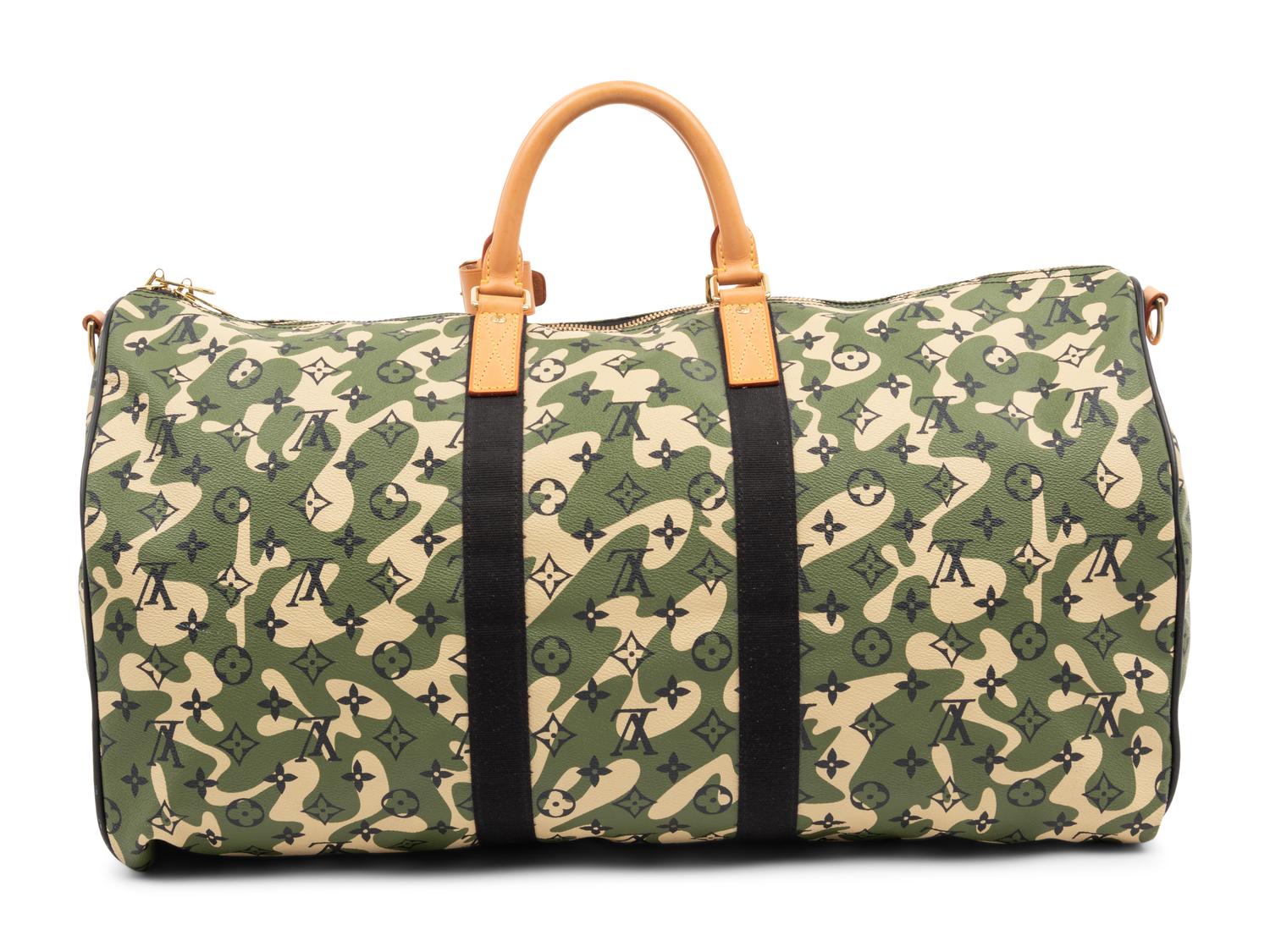 Louis Vuitton Limited Edition Keepall Bandoulière 55 in Monogramouflage Coated Canvas, Takashi Murakami, 2008