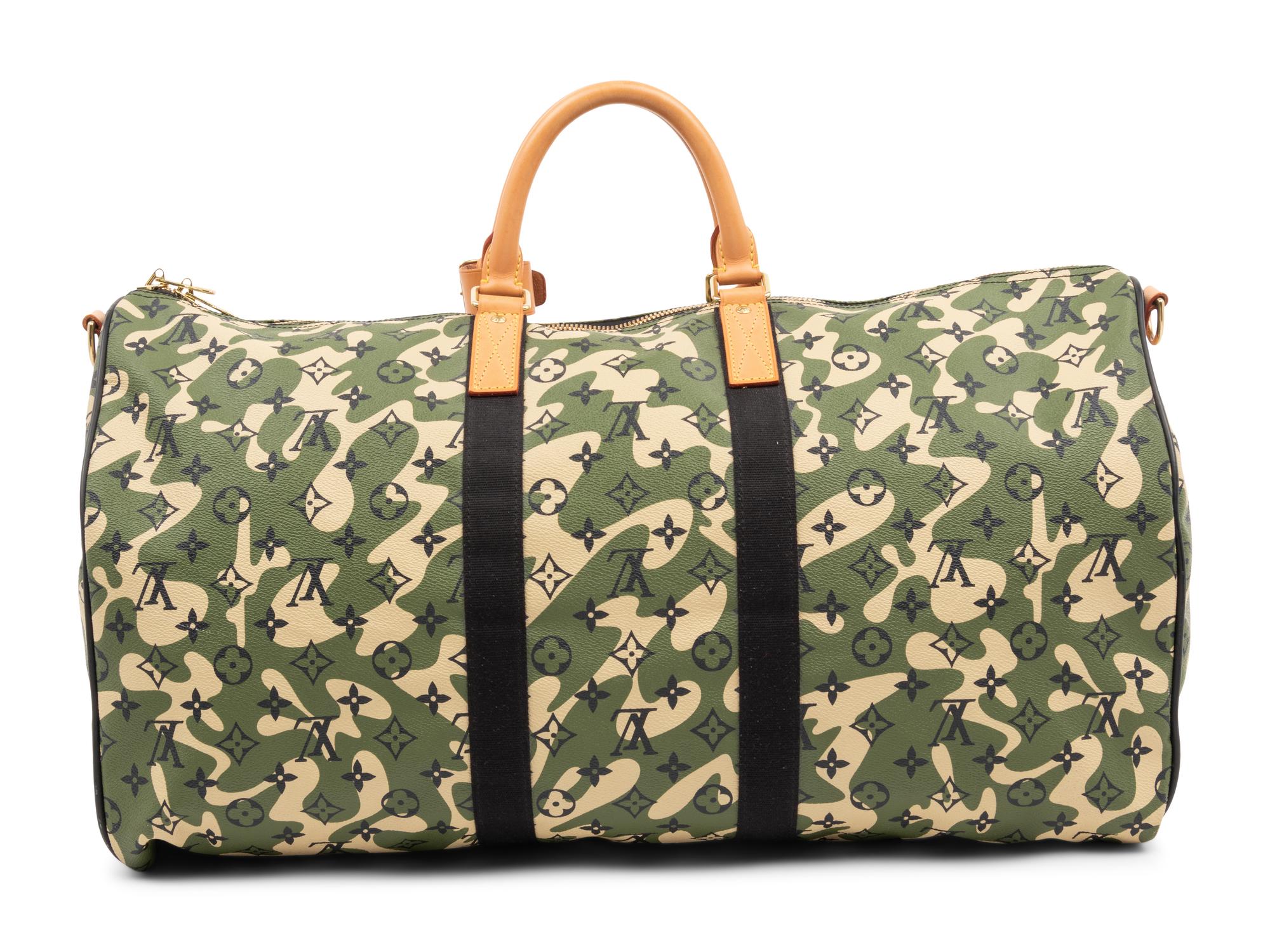 Louis Vuitton Limited Edition Keepall Bandoulière 55 in Monogramouflage Coated Canvas, Takashi Murakami, 2008