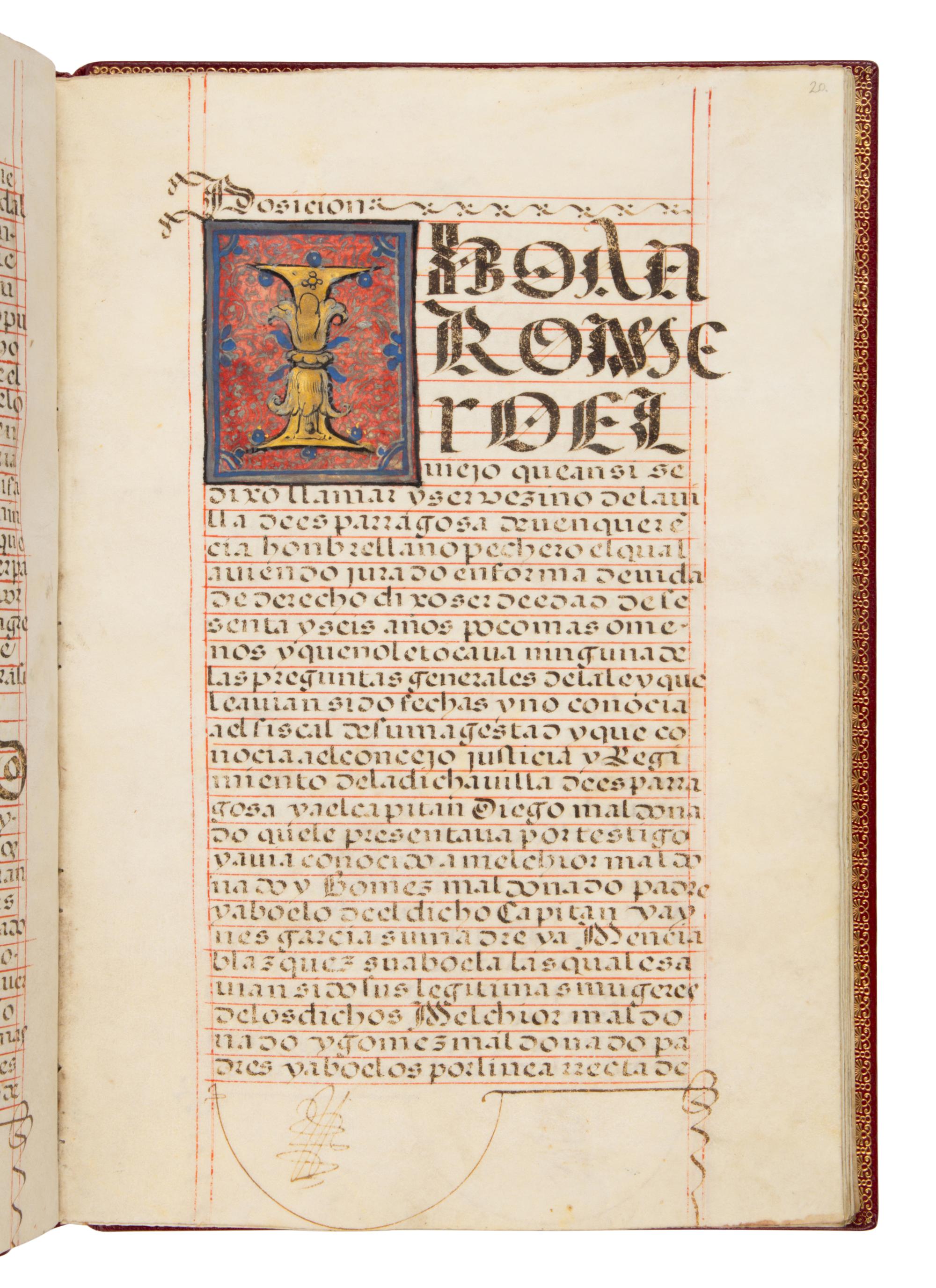 JUAN DEL CASTILLO (likely) (Seville, c. 1584-1640) Carta Ejecutoria de hidalguía (for Diego Maldonado), Illuminated manuscript on parchment [Spain, Granada and Seville, c. 1604–1605]