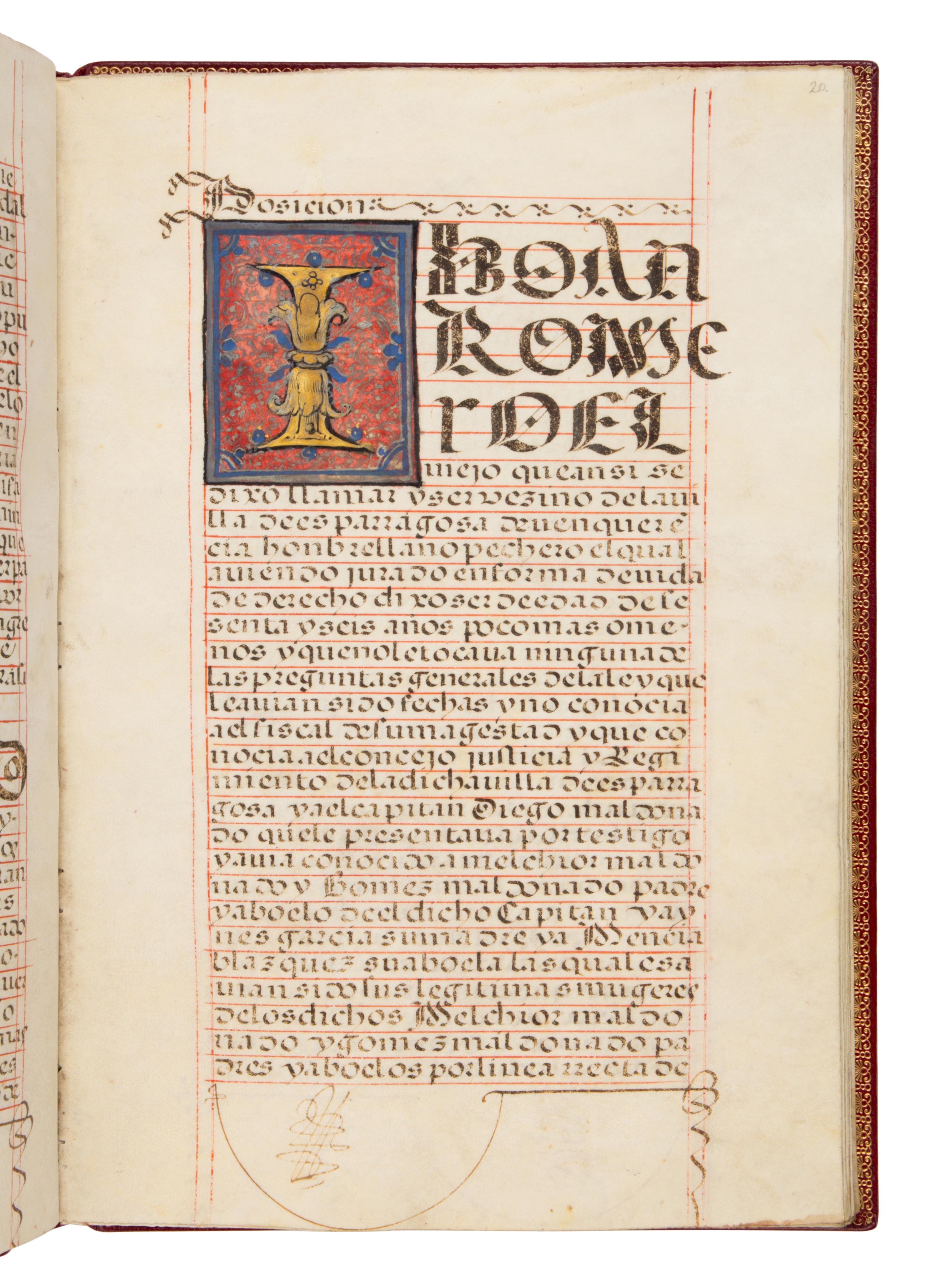 JUAN DEL CASTILLO (likely) (Seville, c. 1584-1640) Carta Ejecutoria de hidalguía (for Diego Maldonado), Illuminated manuscript on parchment [Spain, Granada and Seville, c. 1604–1605]
