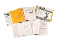 A Group of 5 Signed Autograph Books From Notable Hall of Fame Athletes Including Hank Aaron, Bart Starr, Joe Montana and Phil Jackson,