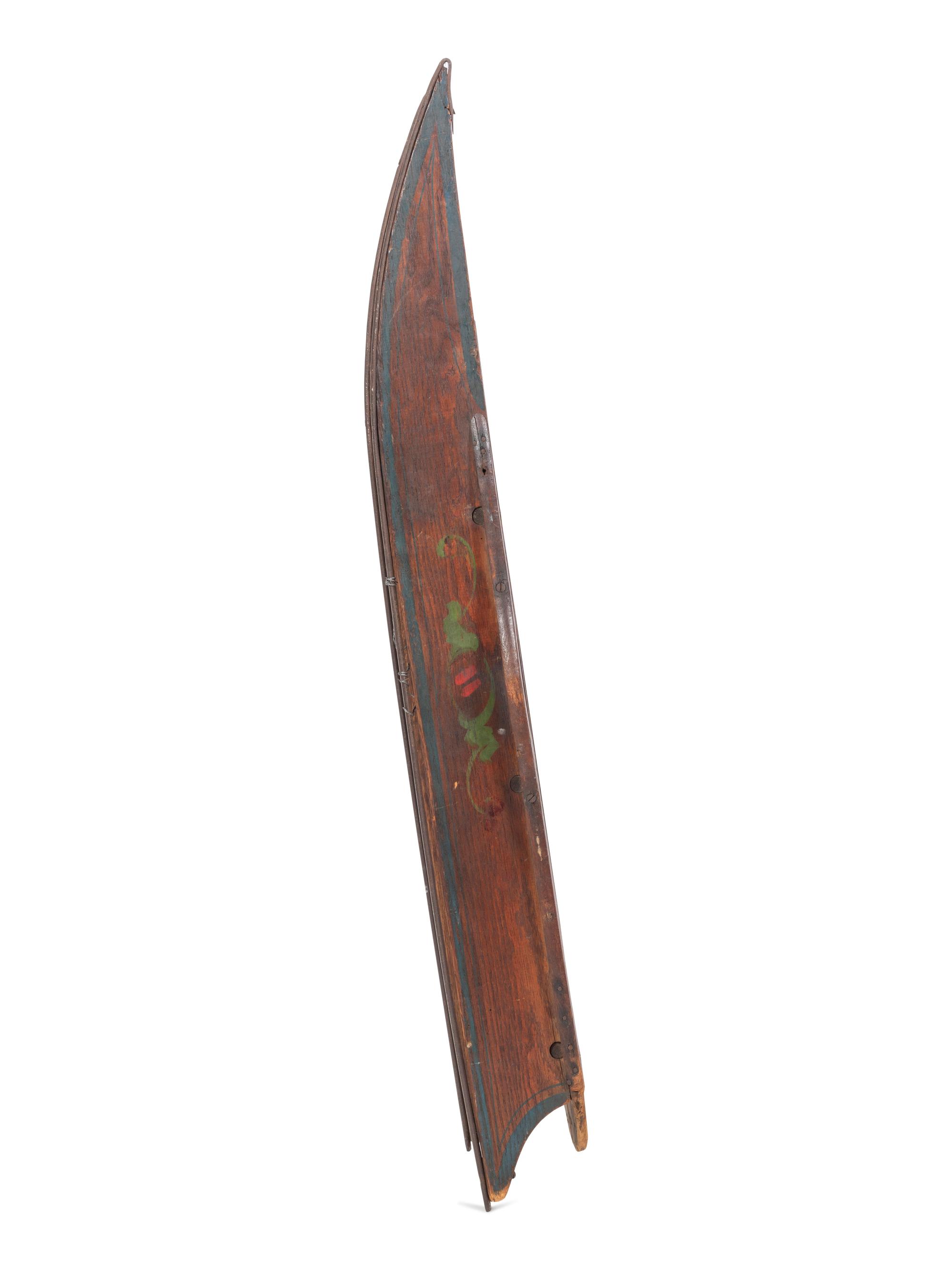 A Horse Decorated Polychrome Painted Sled