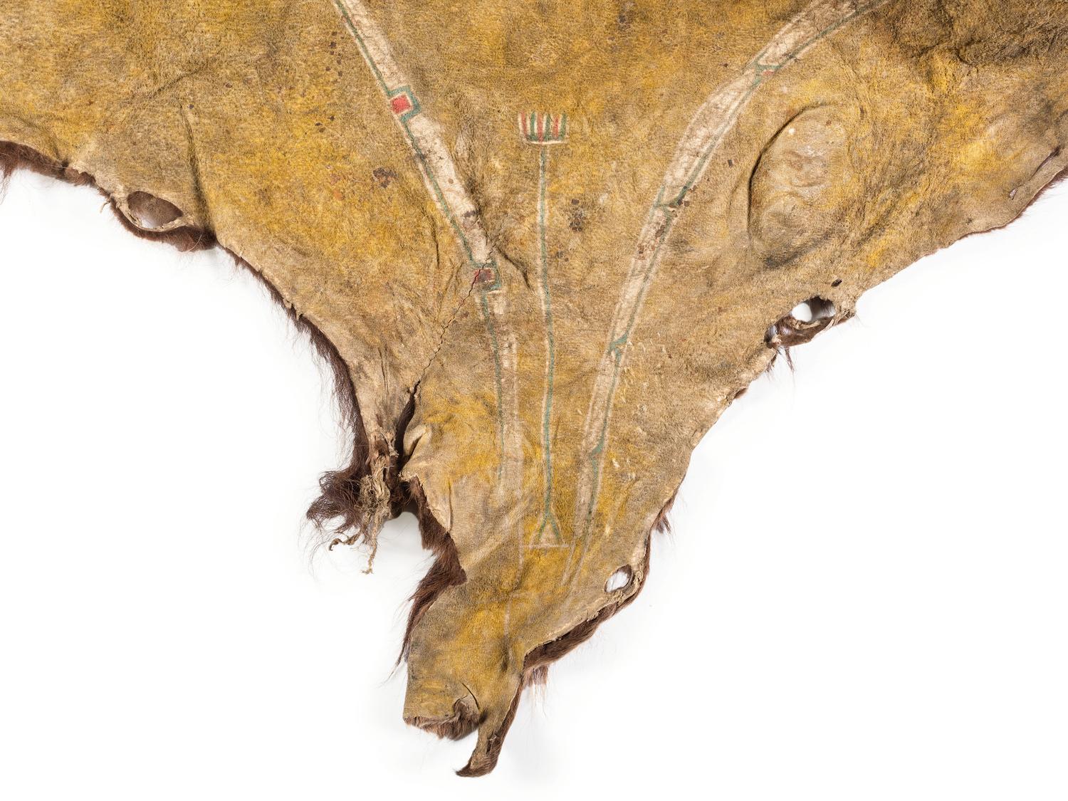 Early Southern Plains Painted Buffalo Hide Robe, Likely Comanche